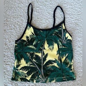 Tropical Yellow Ribbed Tank Top